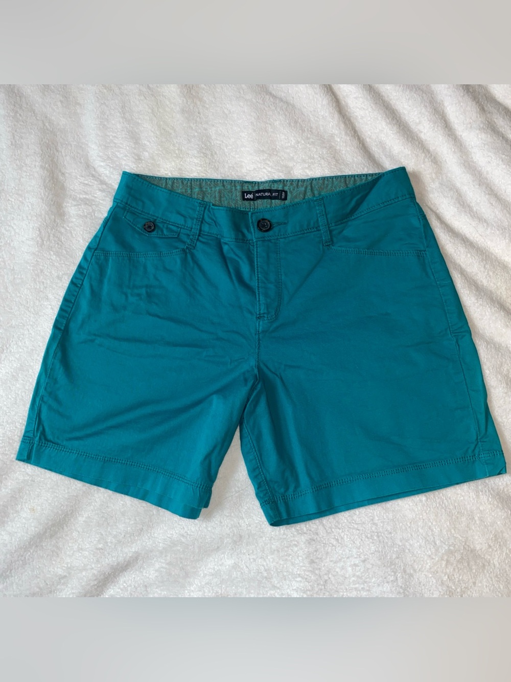 Lee Natural Fit Teal Blue Cotton, Spandex Chino Style Shorts SZ M/8